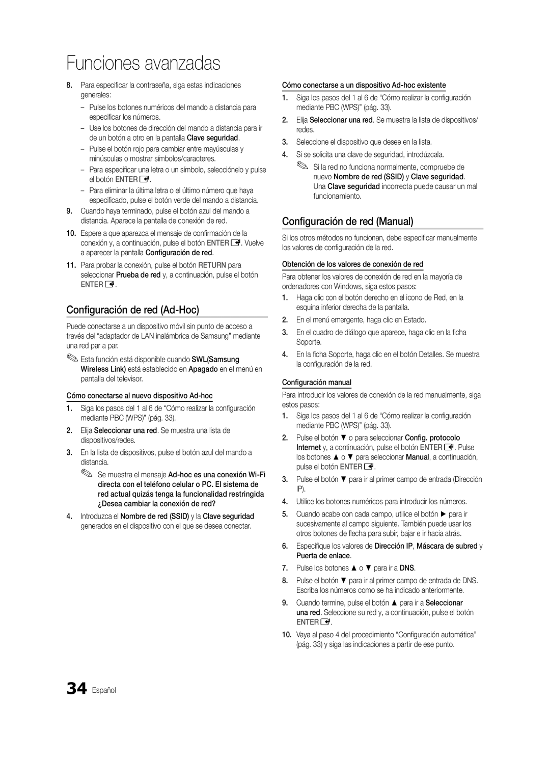 Samsung BN68-02586A-04, PN63C8000, PN58C8000, PN50C8000, Series P8+ user manual Configuración de red Ad-Hoc, Distancia 