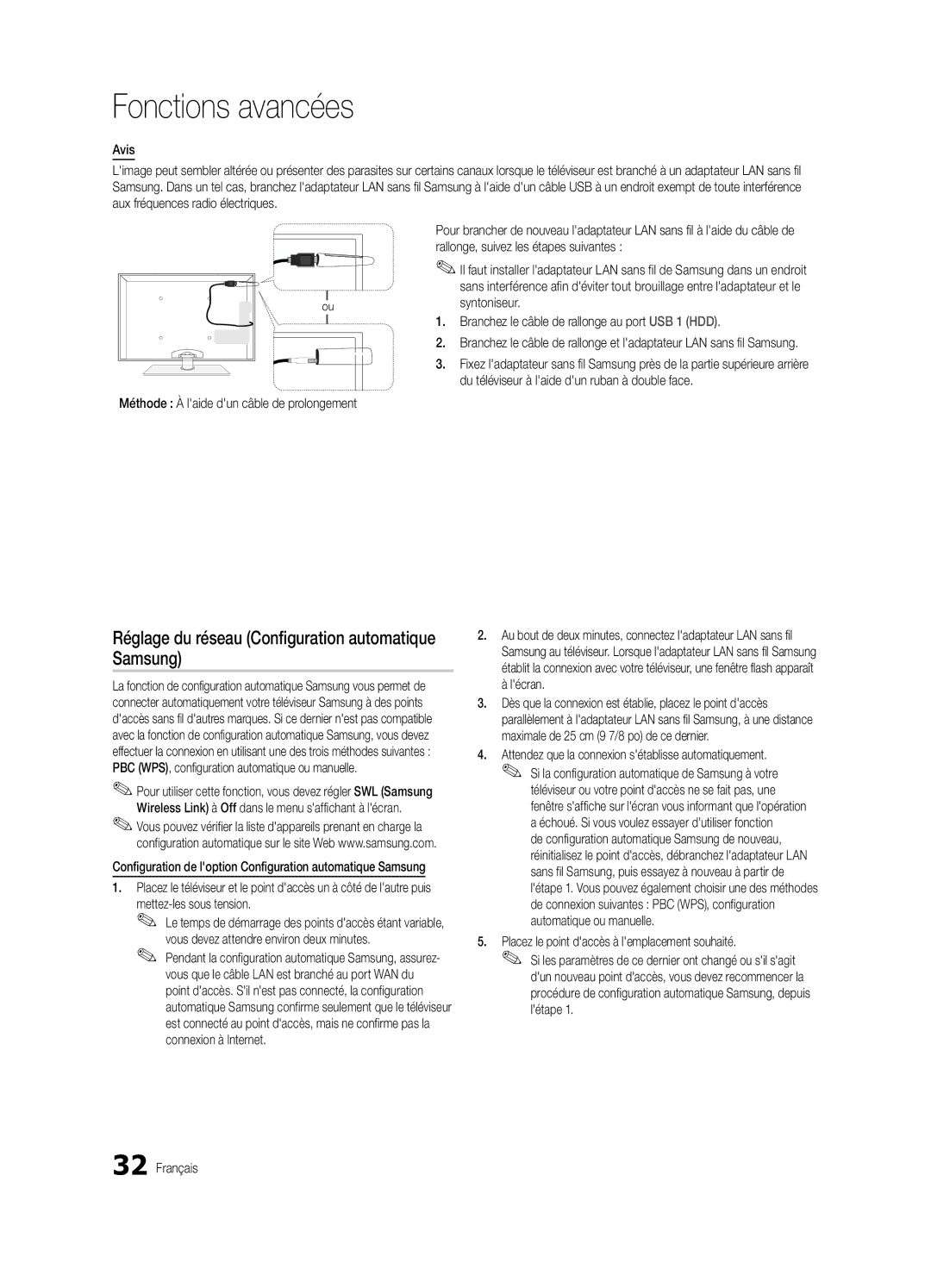 Samsung Series P8+, BN68-02586A-04, PN63C8000 Réglage du réseau Configuration automatique Samsung, Mettez-les sous tension 