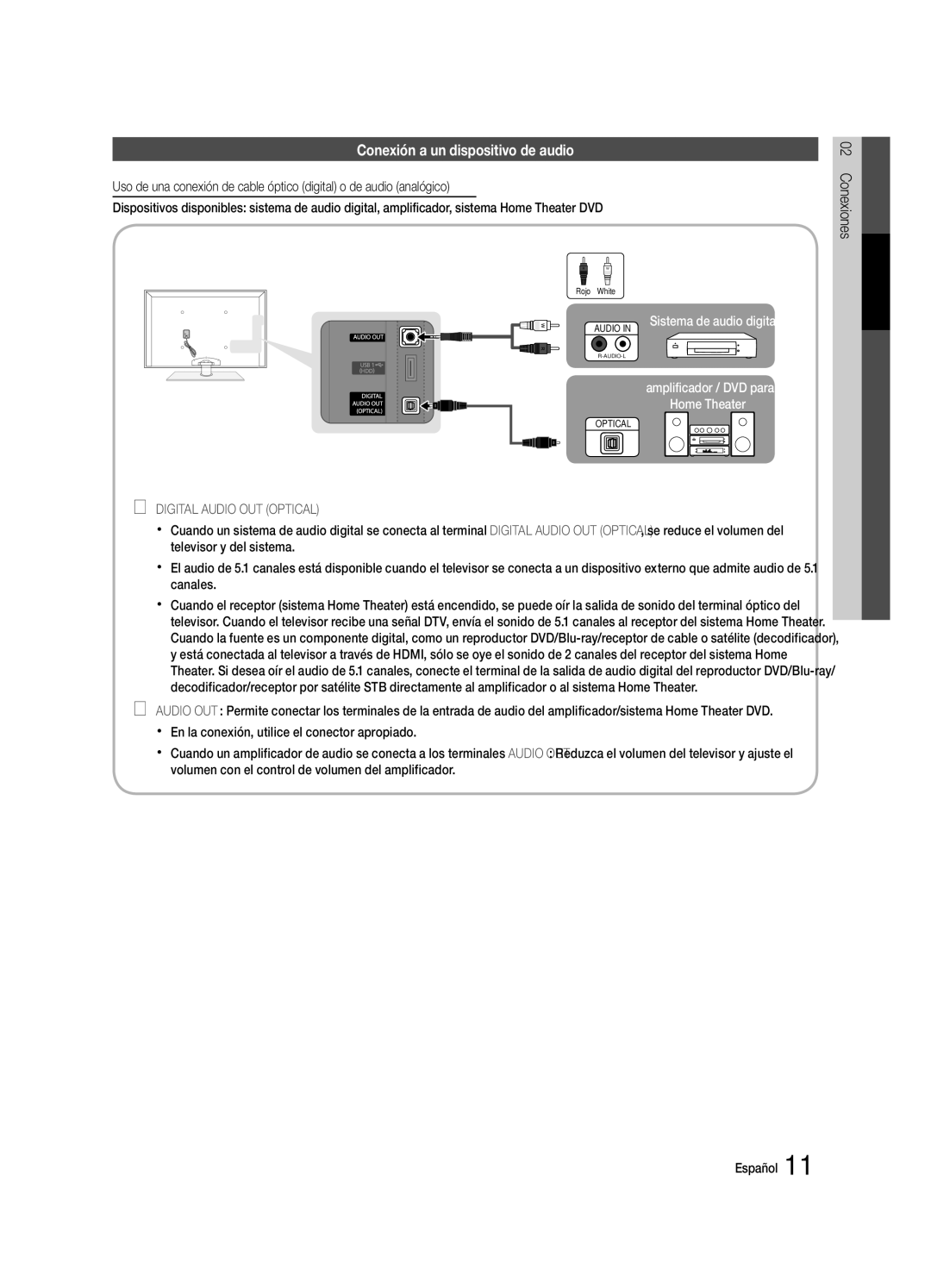 Samsung PN58C8000, BN68-02586A-04, PN63C8000, PN50C8000, Series P8+ user manual Conexión a un dispositivo de audio 