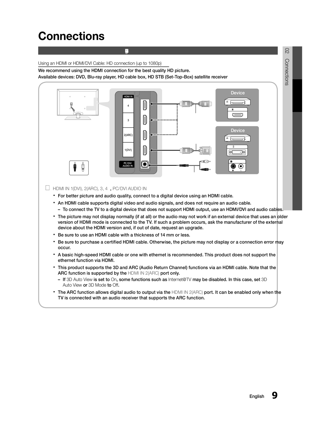 Samsung Series P8+, BN68-02586A-04, PN63C8000, PN58C8000, PN50C8000 user manual Connections, Connecting to an AV Device 