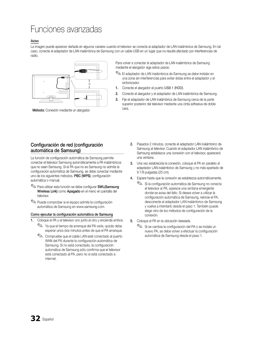 Samsung PN50C8000 Configuración de red configuración automática de Samsung, Coloque el PA en la ubicación deseada 