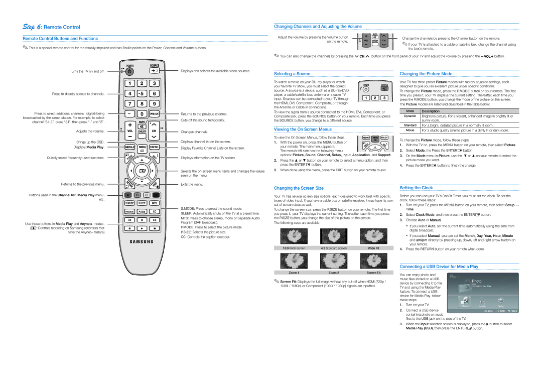 Samsung PN42C430A1DXZC, BN68-02608A-02, PC430, PN42C430A1DXZA, Series P4+ 430 setup guide Remote Control 