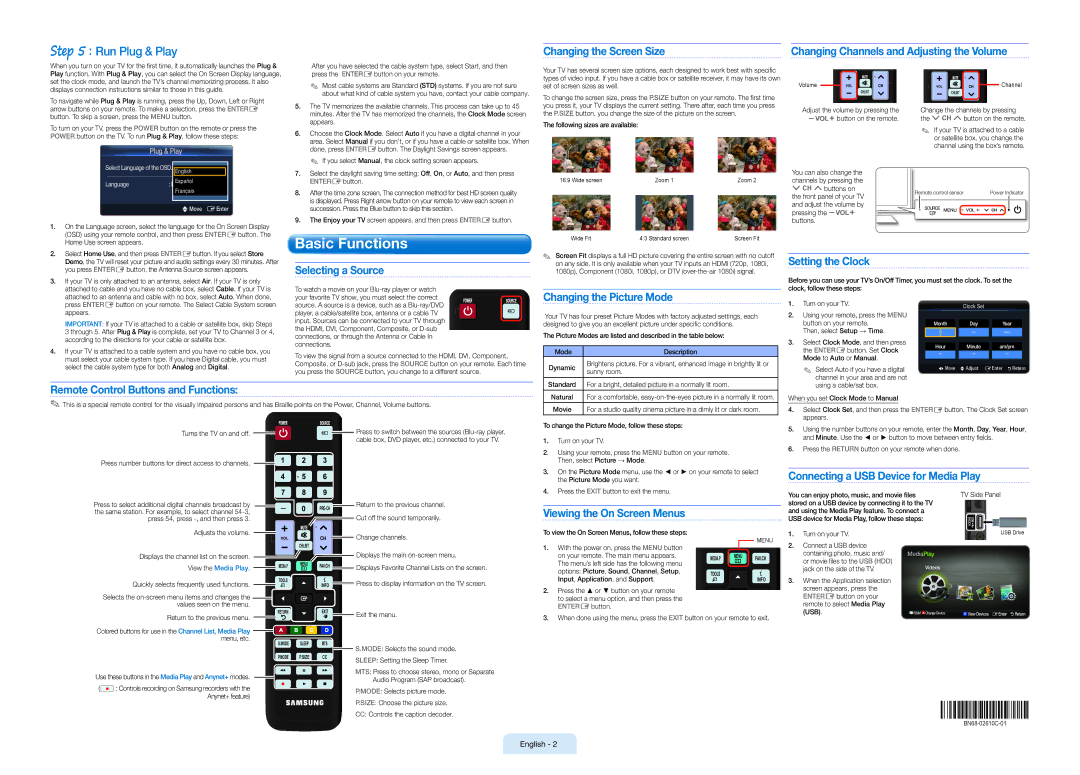 Samsung BN68-02610C-01, LC530-QSG setup guide Run Plug & Play 