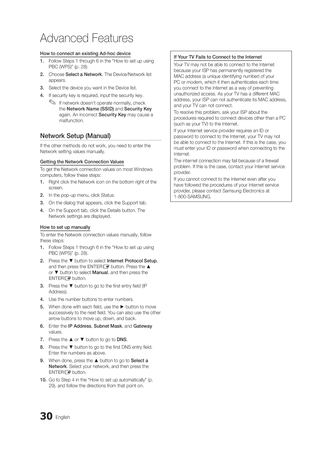 Samsung UN37C5000, BN68-02625A-02, UN46C5000, UN32C5000 user manual Network Setup Manual 