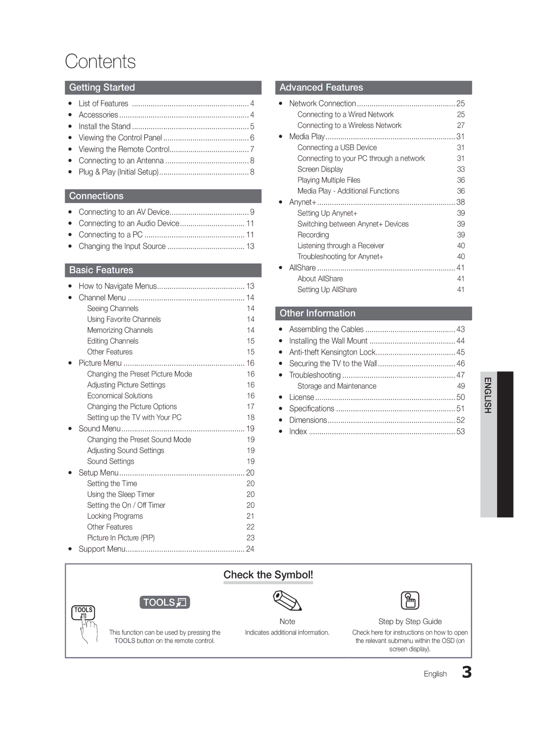 Samsung UC5000, BN68-02625A-03 user manual Contents 