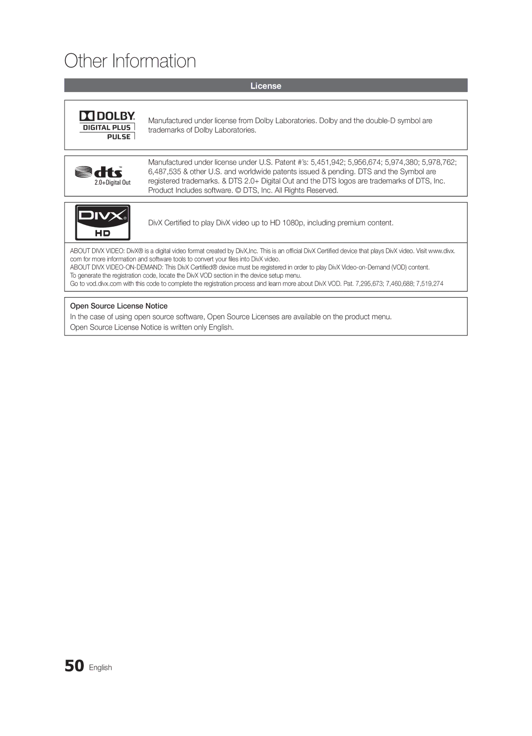 Samsung BN68-02625A-03, UC5000 user manual License 