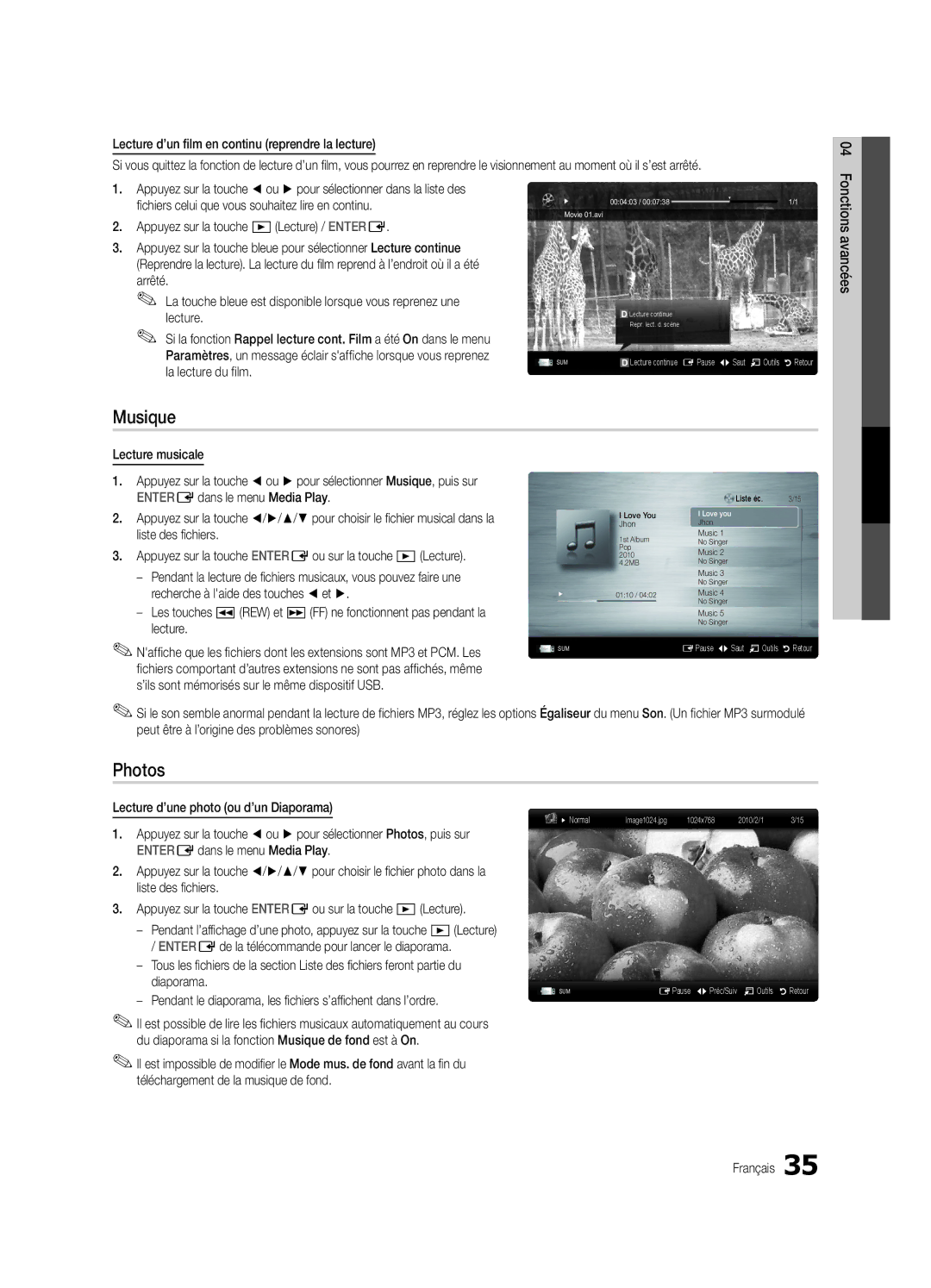 Samsung BN68-02625B-02, Series C5, UN40C5000 user manual Musique 