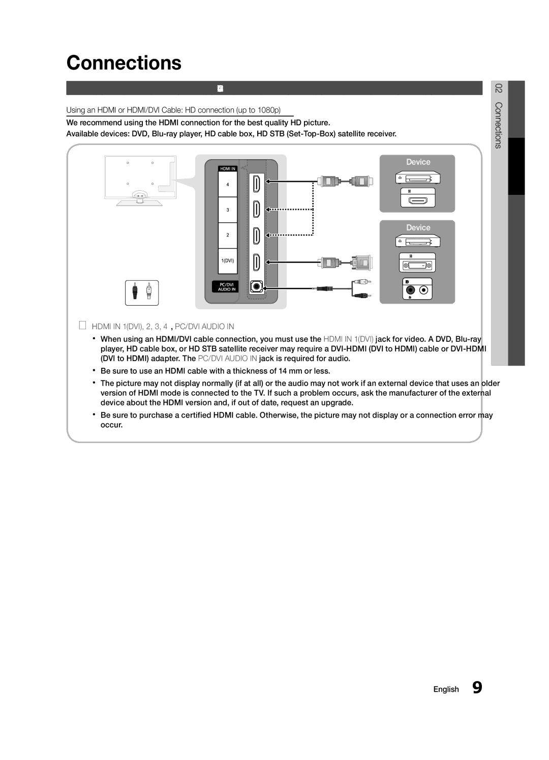 Samsung BN68-02625B-02, Series C5, UN40C5000 user manual Connections, Connecting to an AV Device 