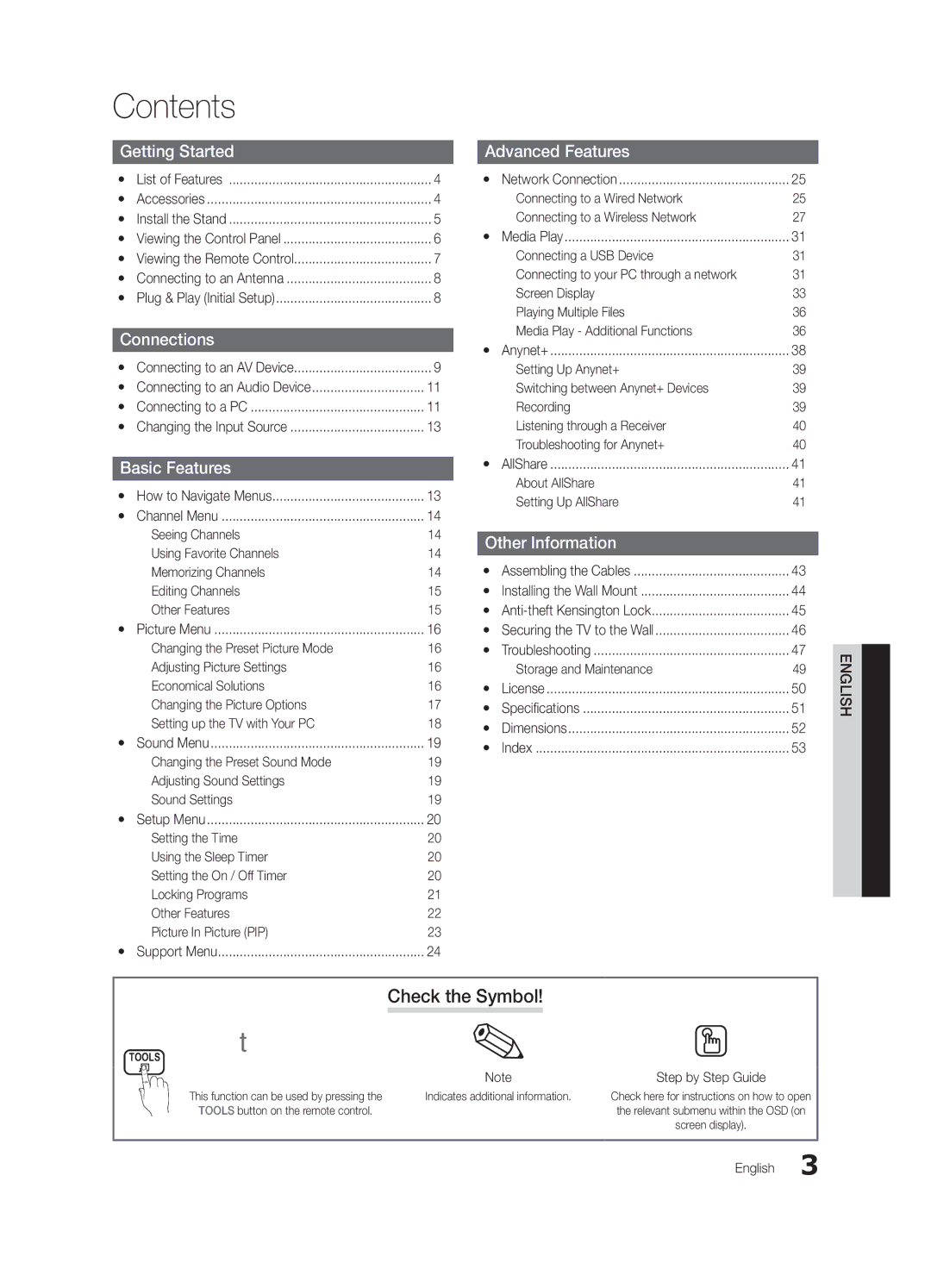 Samsung BN68-02625B-03 user manual Contents 