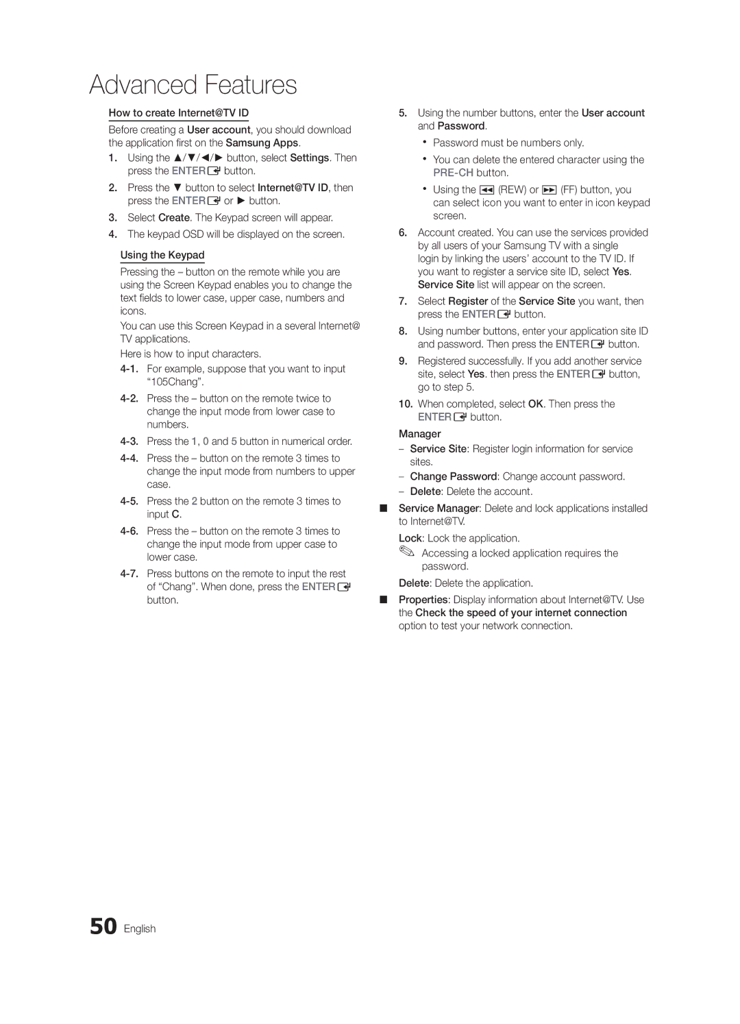 Samsung Series C7, BN68-02627A-06, UN46C7000 user manual How to create Internet@TV ID 