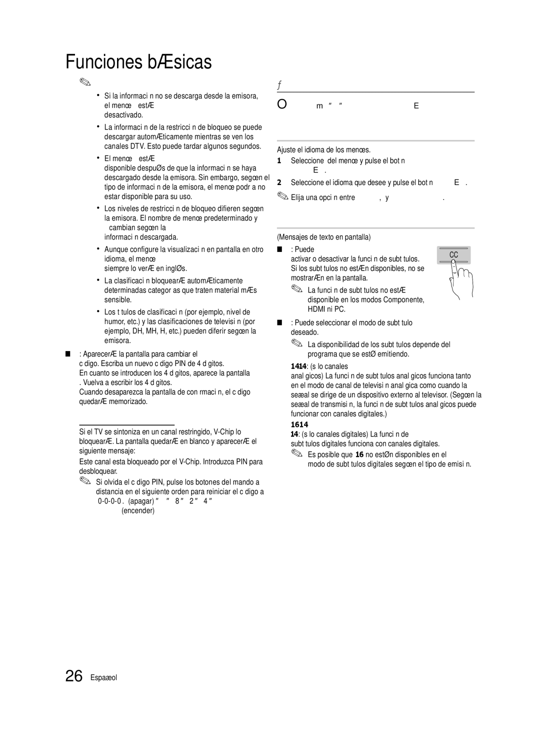 Samsung Series C7, BN68-02627A-06, UN46C7000 user manual Idioma del menú, Subtítulo, OO MENUm→ Configuración → Entere 