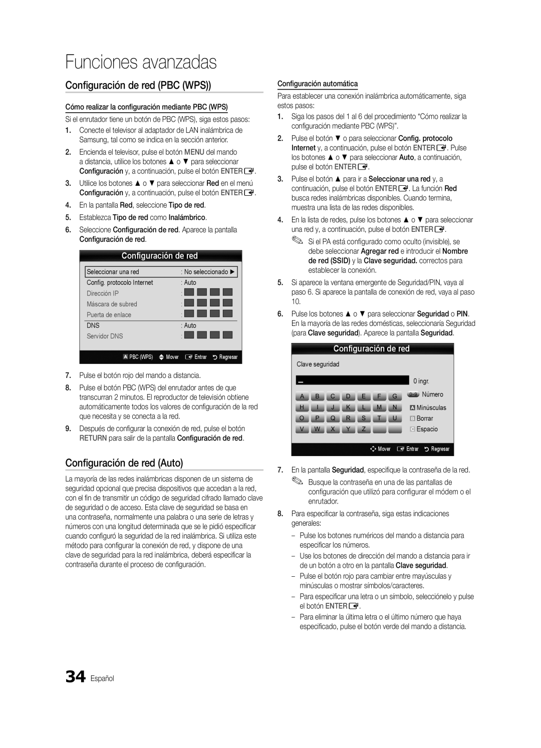 Samsung BN68-02627A-07, UC7000-NA user manual Configuración de red PBC WPS, Cómo realizar la configuración mediante PBC WPS 