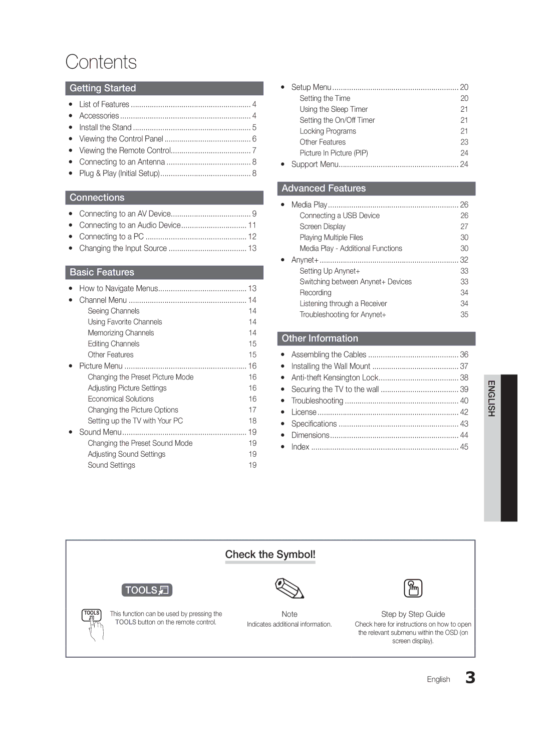 Samsung BN68-02651A-03 user manual Contents 