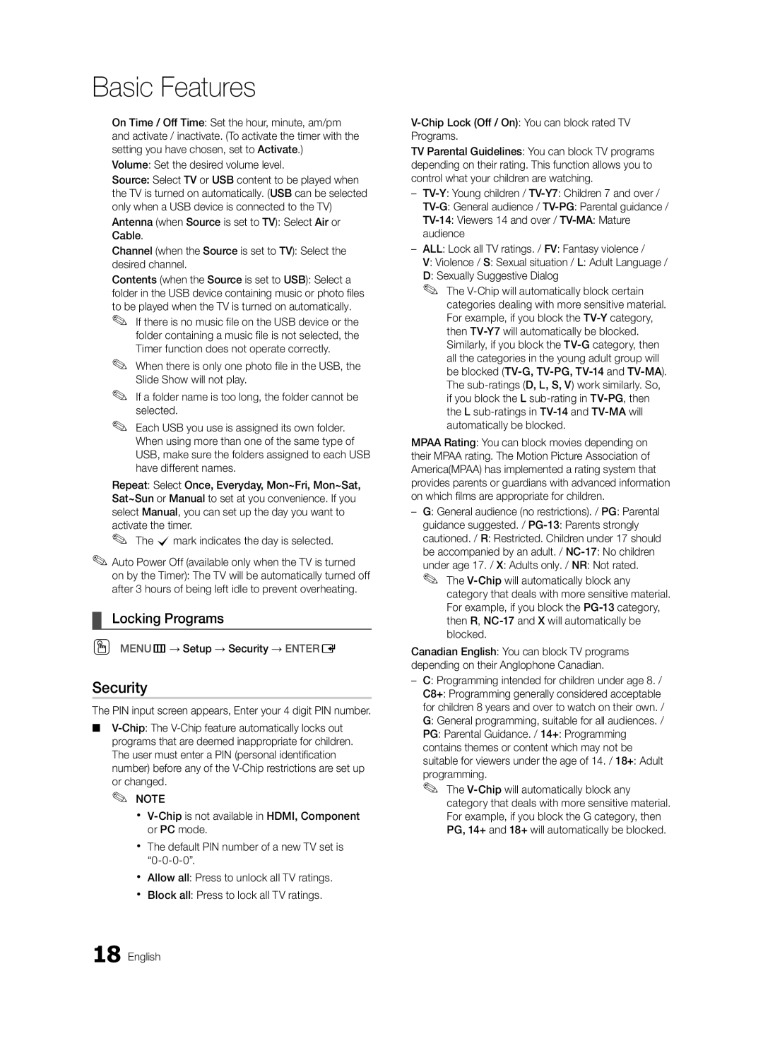 Samsung BN68-02663A-06, LC450-ZA user manual Security, Locking Programs 