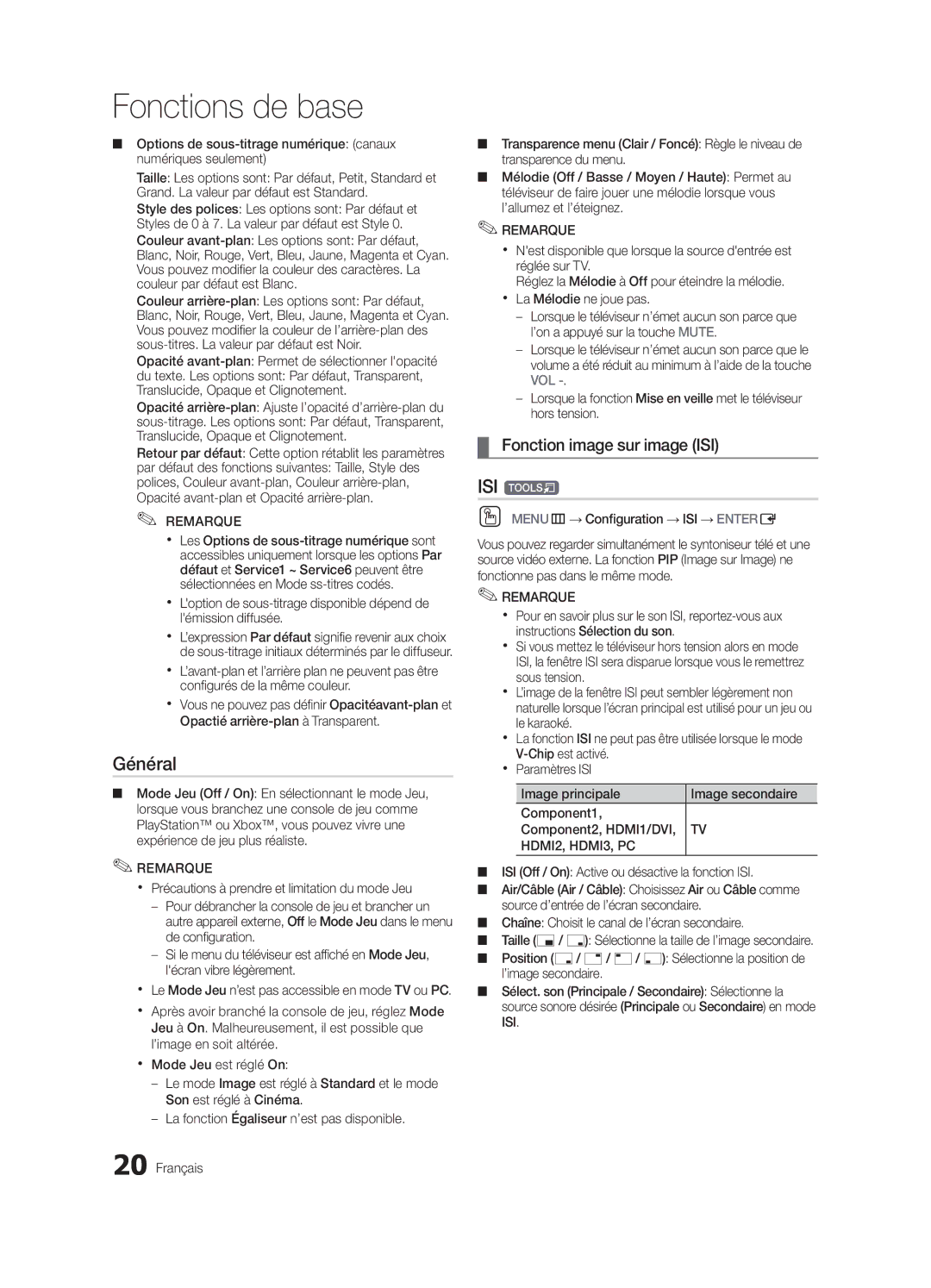 Samsung BN68-02663B-06 user manual Général, ISI t, Fonction image sur image ISI 