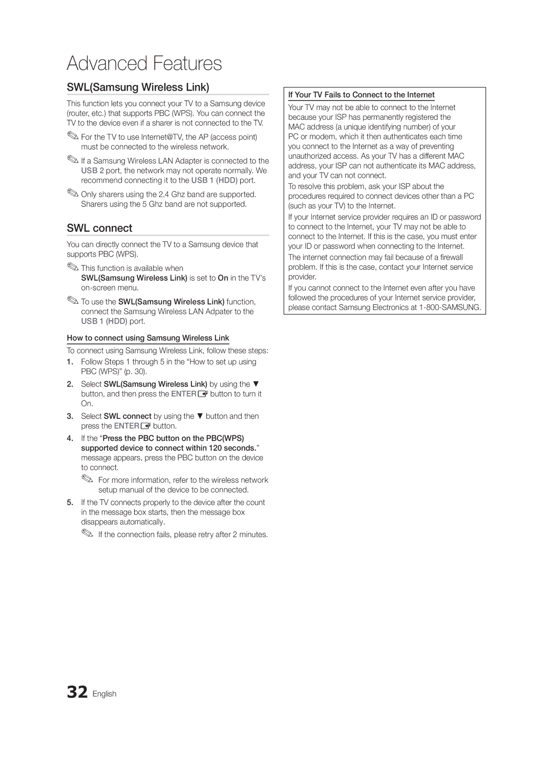 Samsung BN68-02711B-04, UC6500-ZC user manual SWLSamsung Wireless Link, SWL connect, To connect, Disappears automatically 