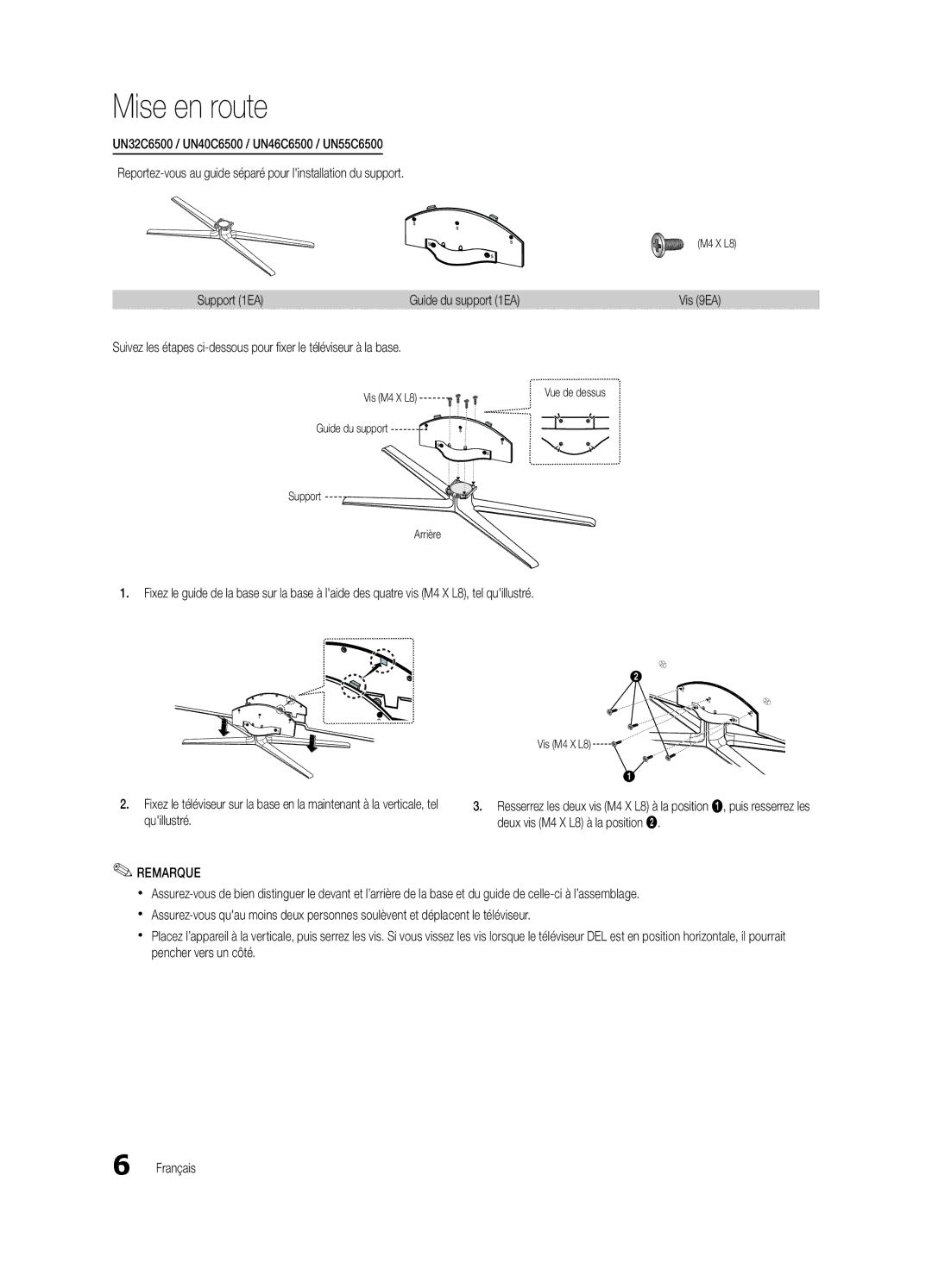 Samsung BN68-02711B-04, UC6500-ZC user manual Vis 9EA, Guide du support Support Arrière 