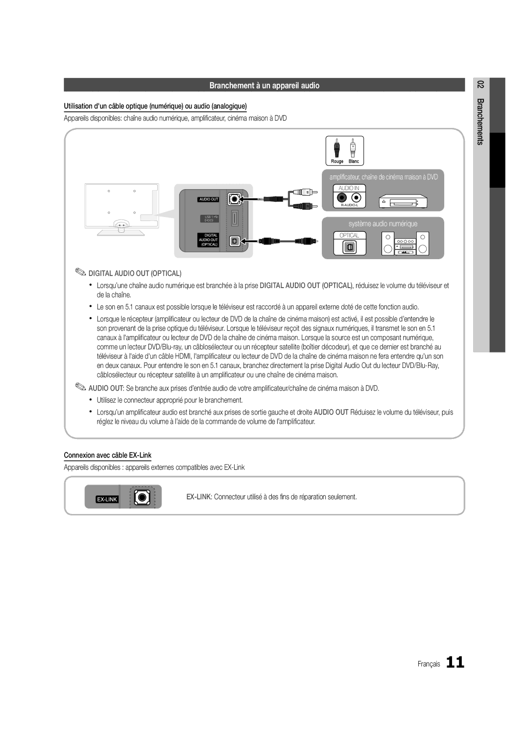 Samsung UC6500-ZC, BN68-02711B-04 user manual Branchement à un appareil audio 