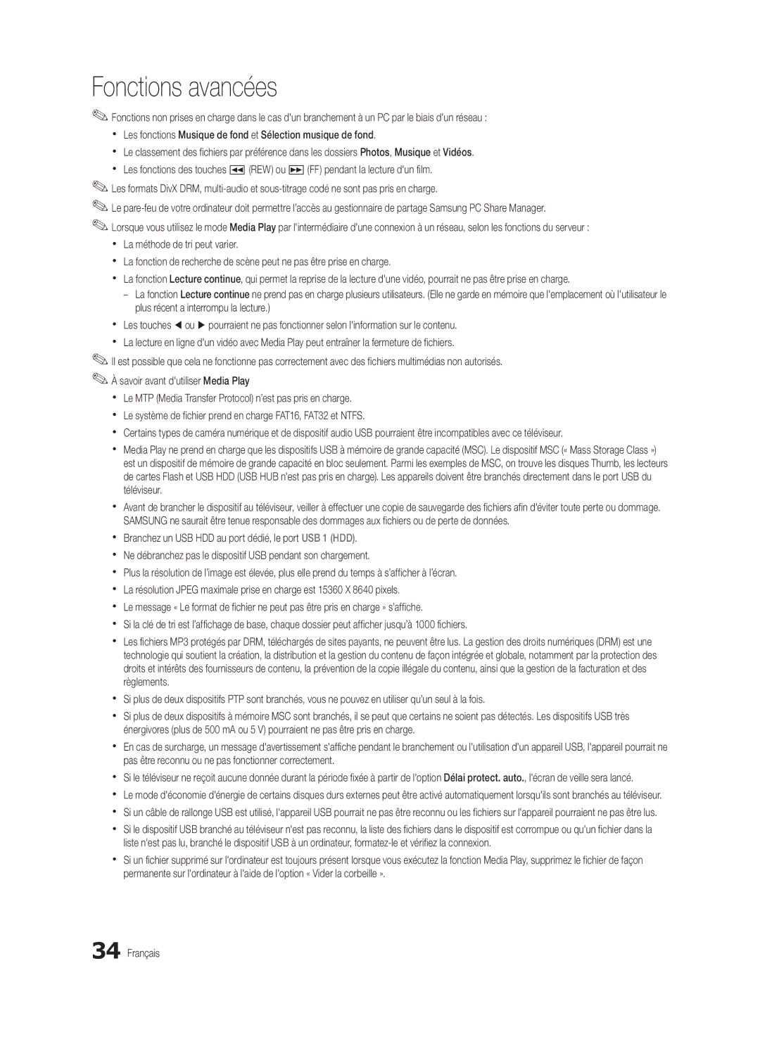 Samsung BN68-02711B-04, UC6500-ZC user manual Fonctions avancées 