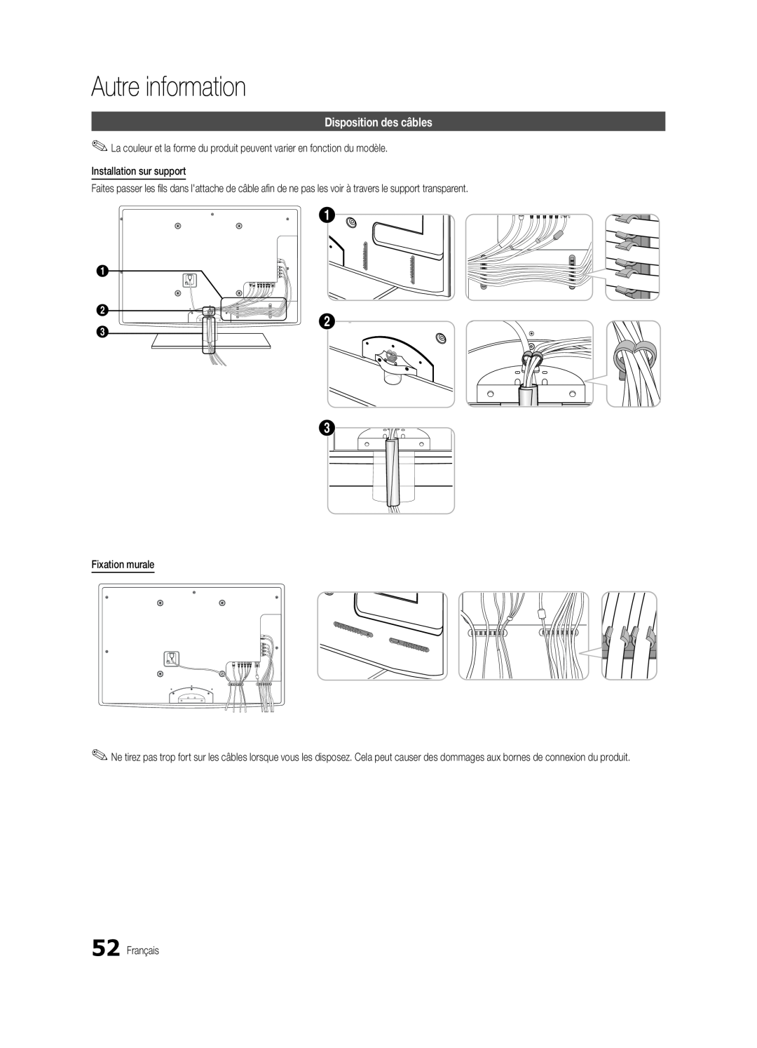 Samsung BN68-02711B-04, UC6500-ZC user manual Autre information, Disposition des câbles 