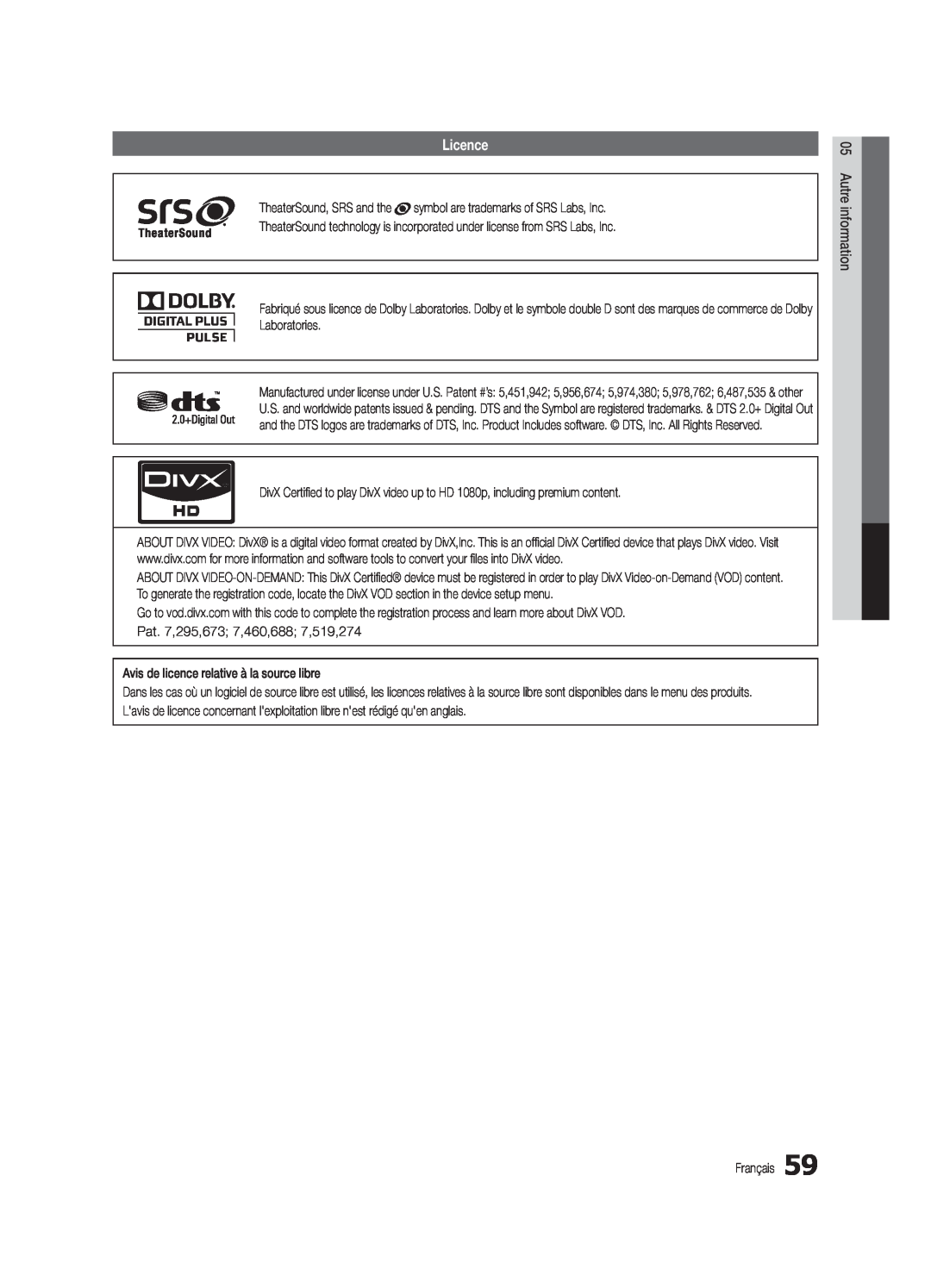 Samsung UC6500-ZC, BN68-02711B-04 user manual Licence 