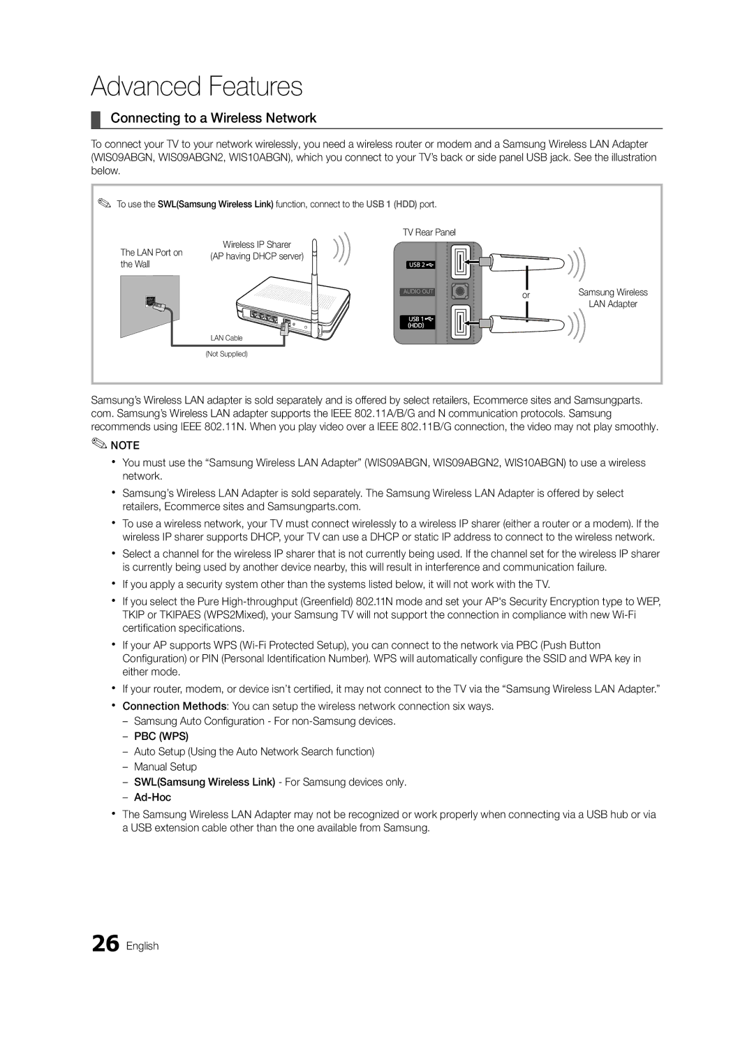 Samsung BN68-02711F-04 user manual Connecting to a Wireless Network 