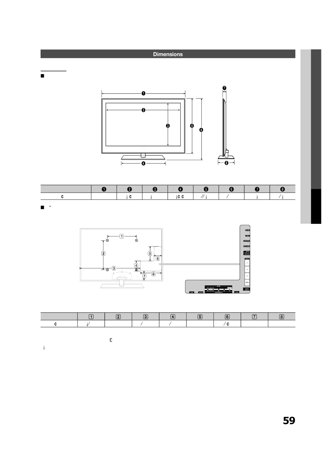 Samsung BN68-02711F-04 user manual Dimensions, UN60C6400 Front view / Side view, Unit inches 