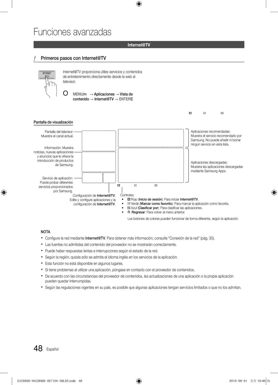 Samsung BN68-02712A-06 user manual Primeros pasos con Internet@TV 