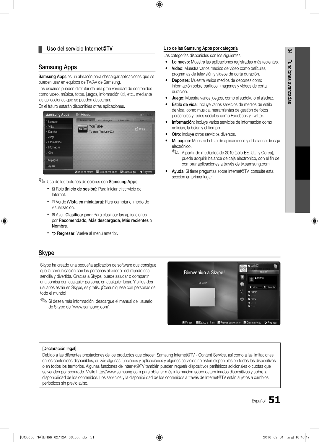 Samsung BN68-02712A-06 user manual Uso del servicio Internet@TV, En el futuro estarán disponibles otras aplicaciones 