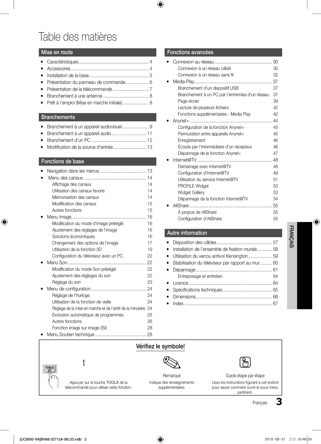 Samsung BN68-02712A-06 user manual Table des matières 