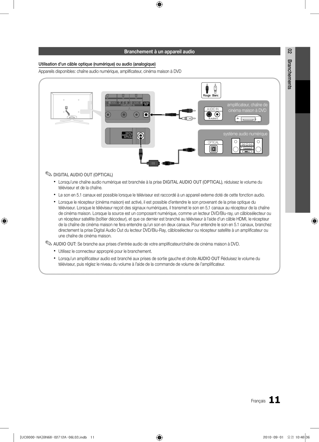 Samsung BN68-02712A-06 user manual Branchement à un appareil audio 