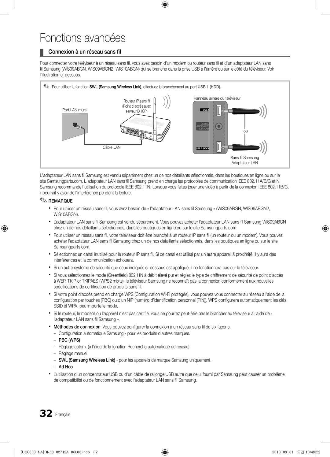 Samsung BN68-02712A-06 user manual Connexion à un réseau sans fil, ’illustration ci-dessous, Avez 