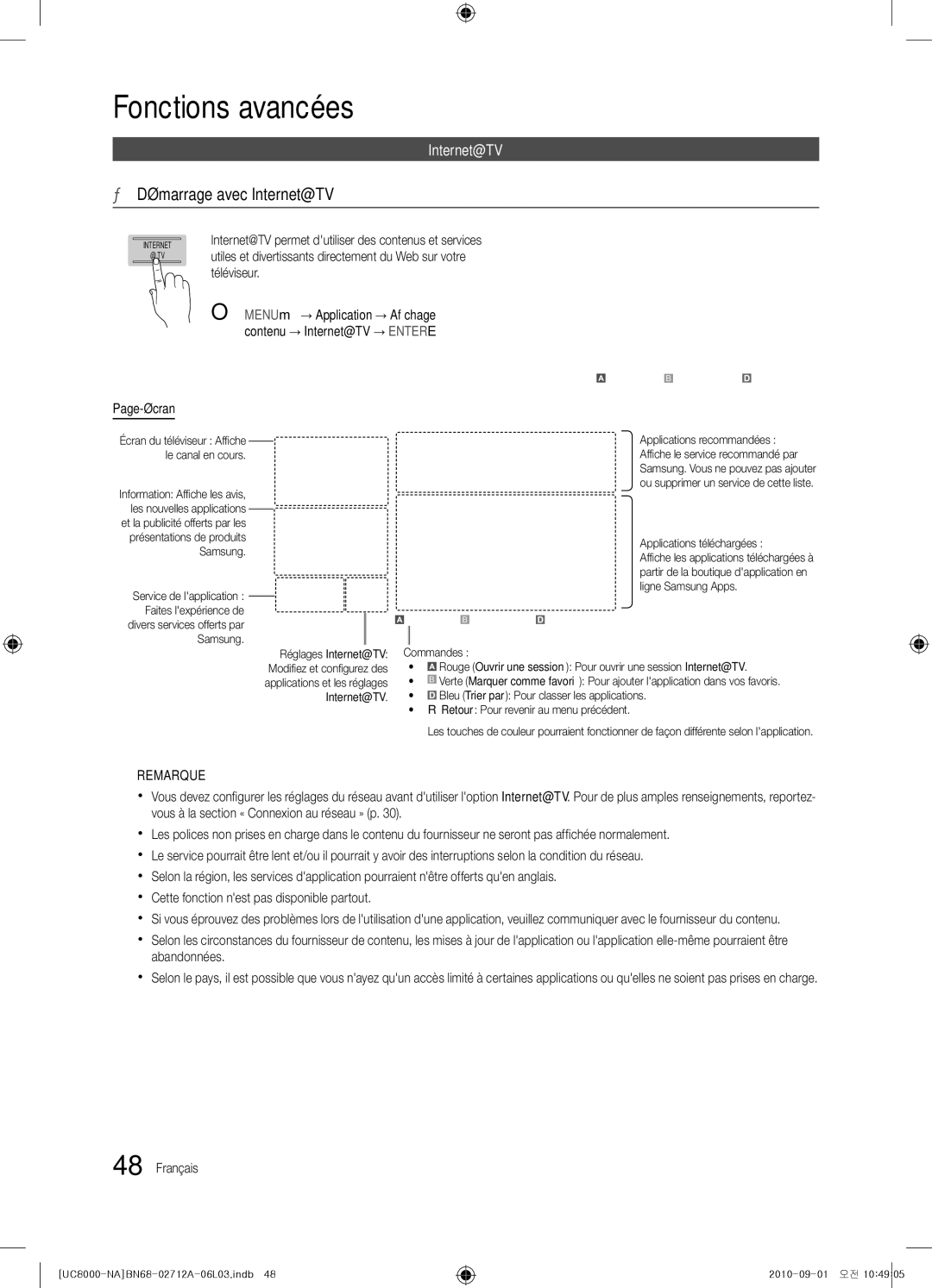 Samsung BN68-02712A-06 user manual Démarrage avec Internet@TV, Page-écran, Faites lexpérience de, Applications recommandées 