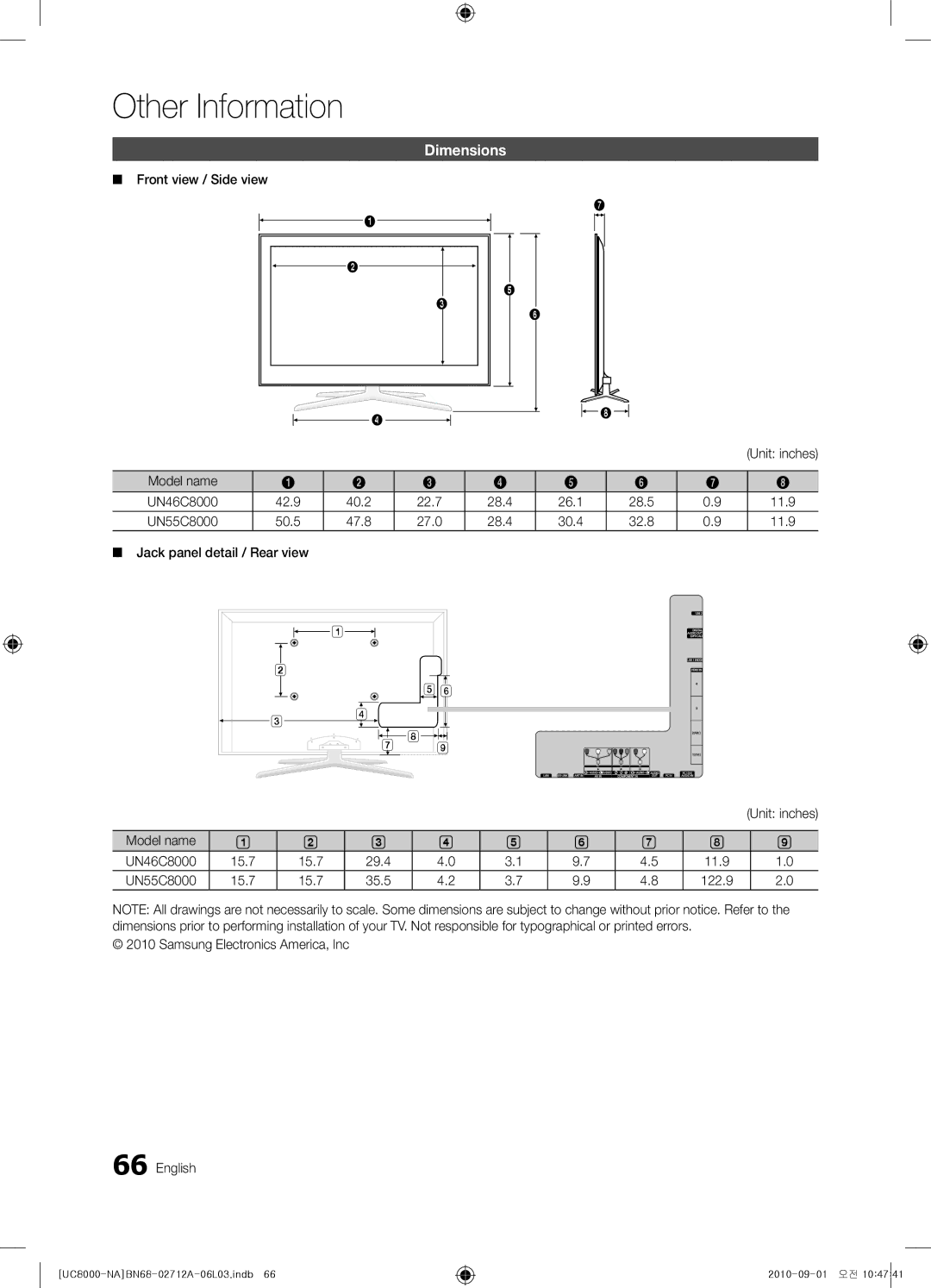 Samsung BN68-02712A-06 user manual Dimensions 