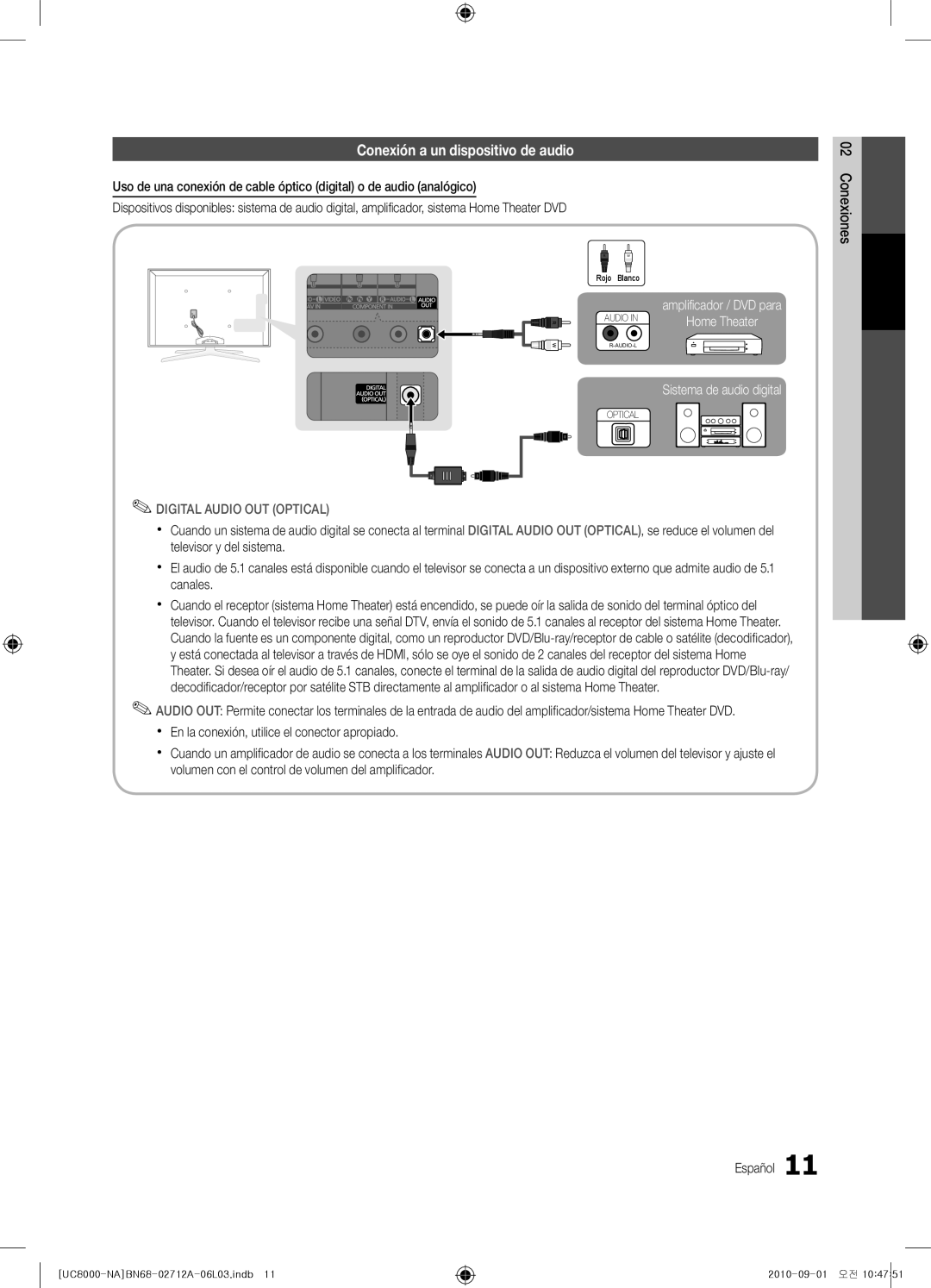 Samsung BN68-02712A-06 user manual Conexión a un dispositivo de audio 