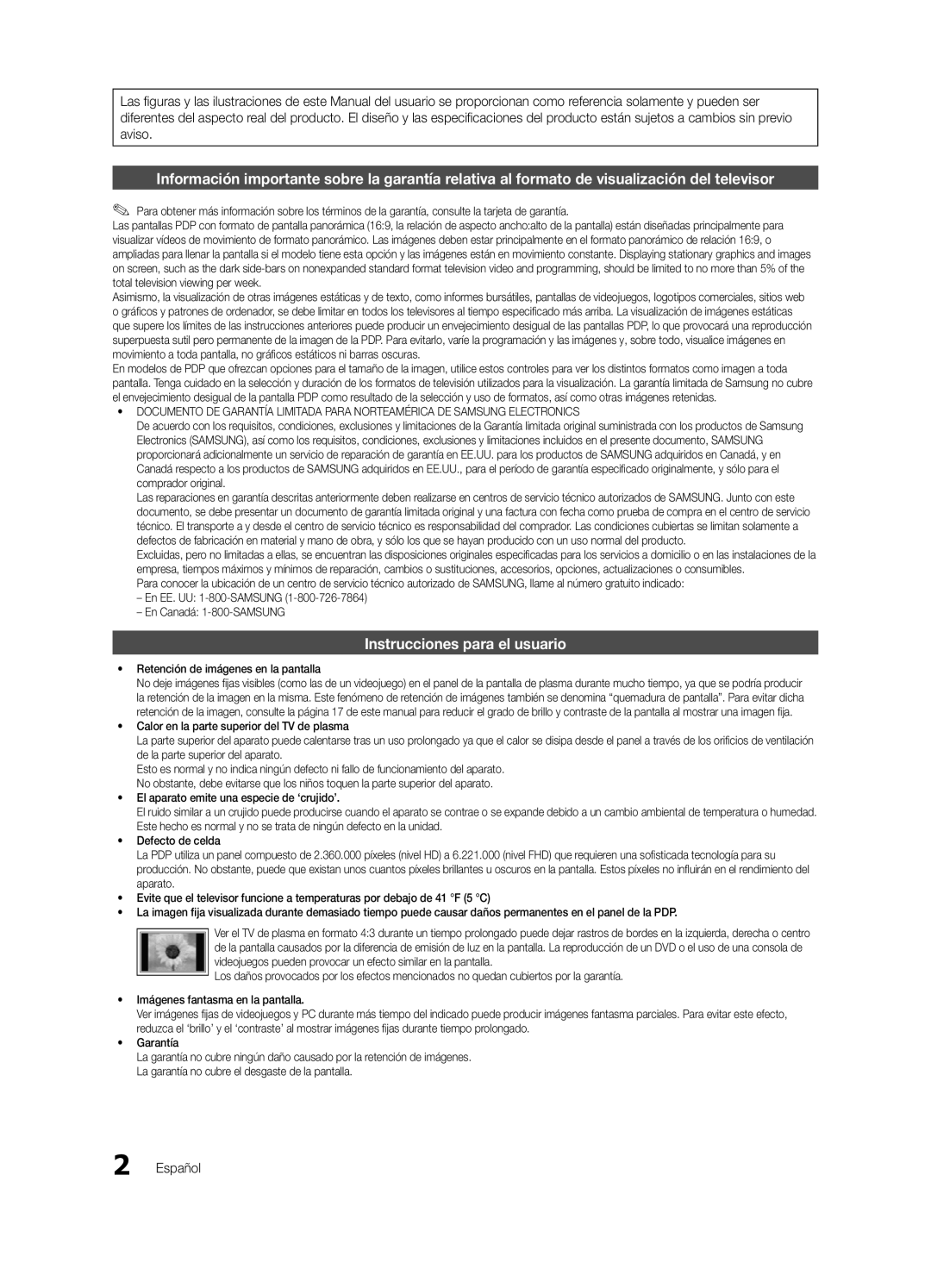 Samsung PC550-NA, BN68-02900A-05 user manual Instrucciones para el usuario, Español, Retención de imágenes en la pantalla 