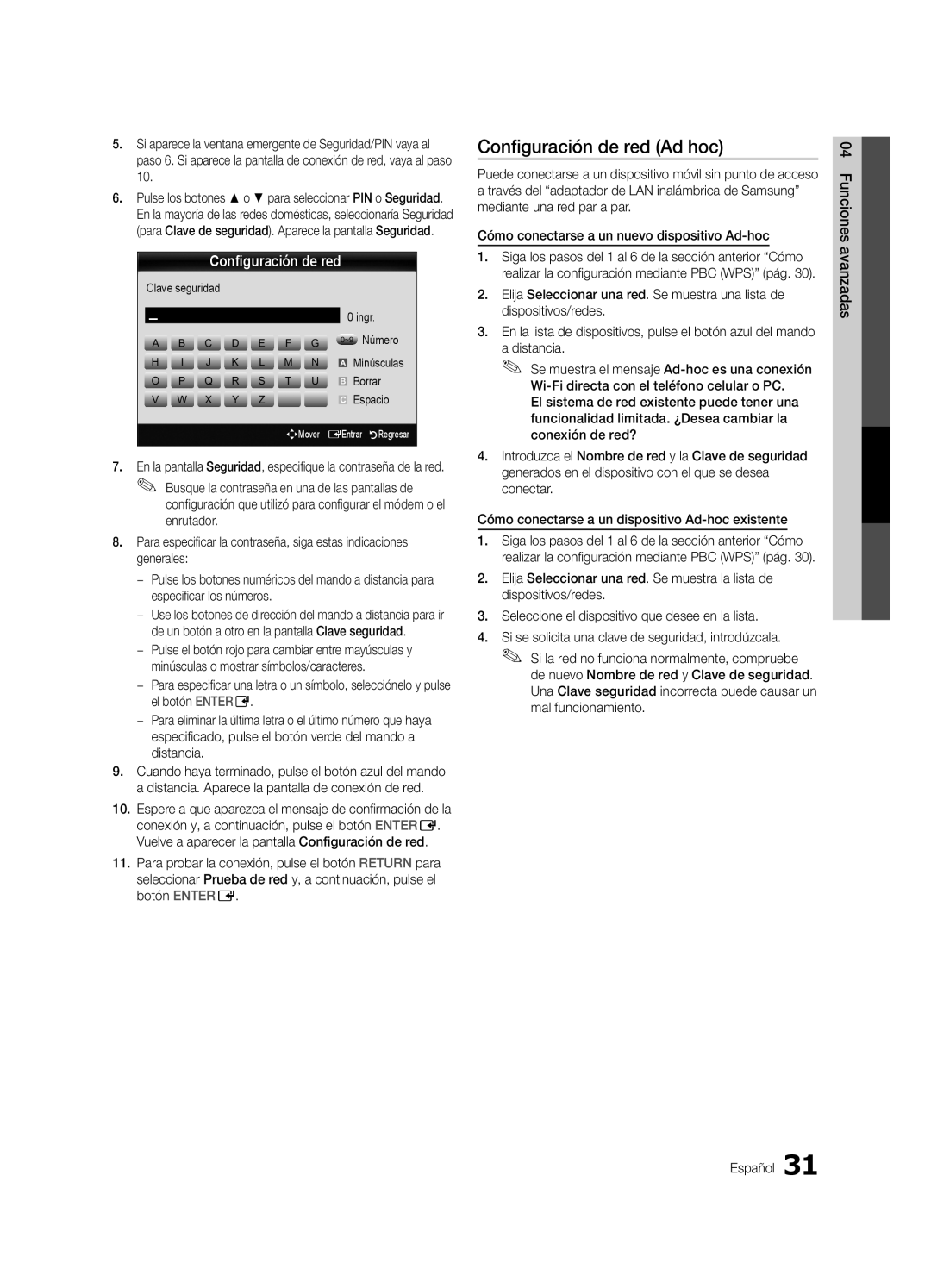 Samsung BN68-02900A-05, PC550-NA, Series r5+ 540, Series r5+ 550, Series r5+ 590 Configuración de red Ad hoc, Distancia 