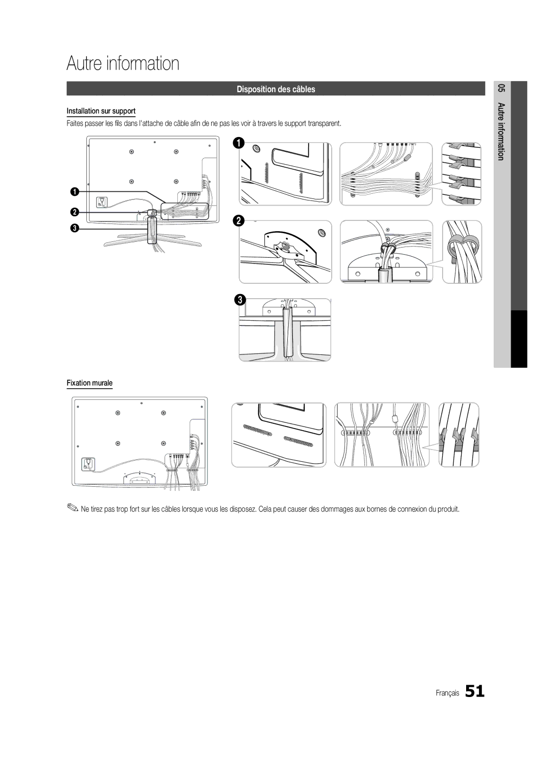 Samsung UC6800, BN68-02910B-03 user manual Autre information, Disposition des câbles 