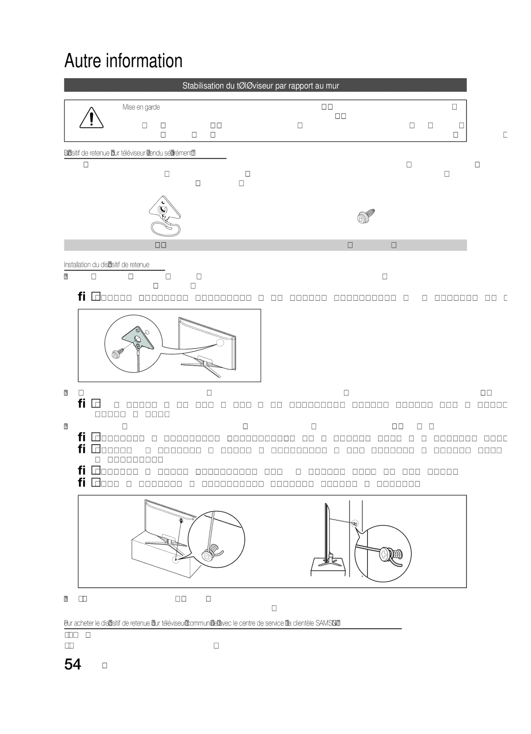 Samsung BN68-02910B-03, UC6800 Stabilisation du téléviseur par rapport au mur, Support pour téléviseur BN96-15753A 