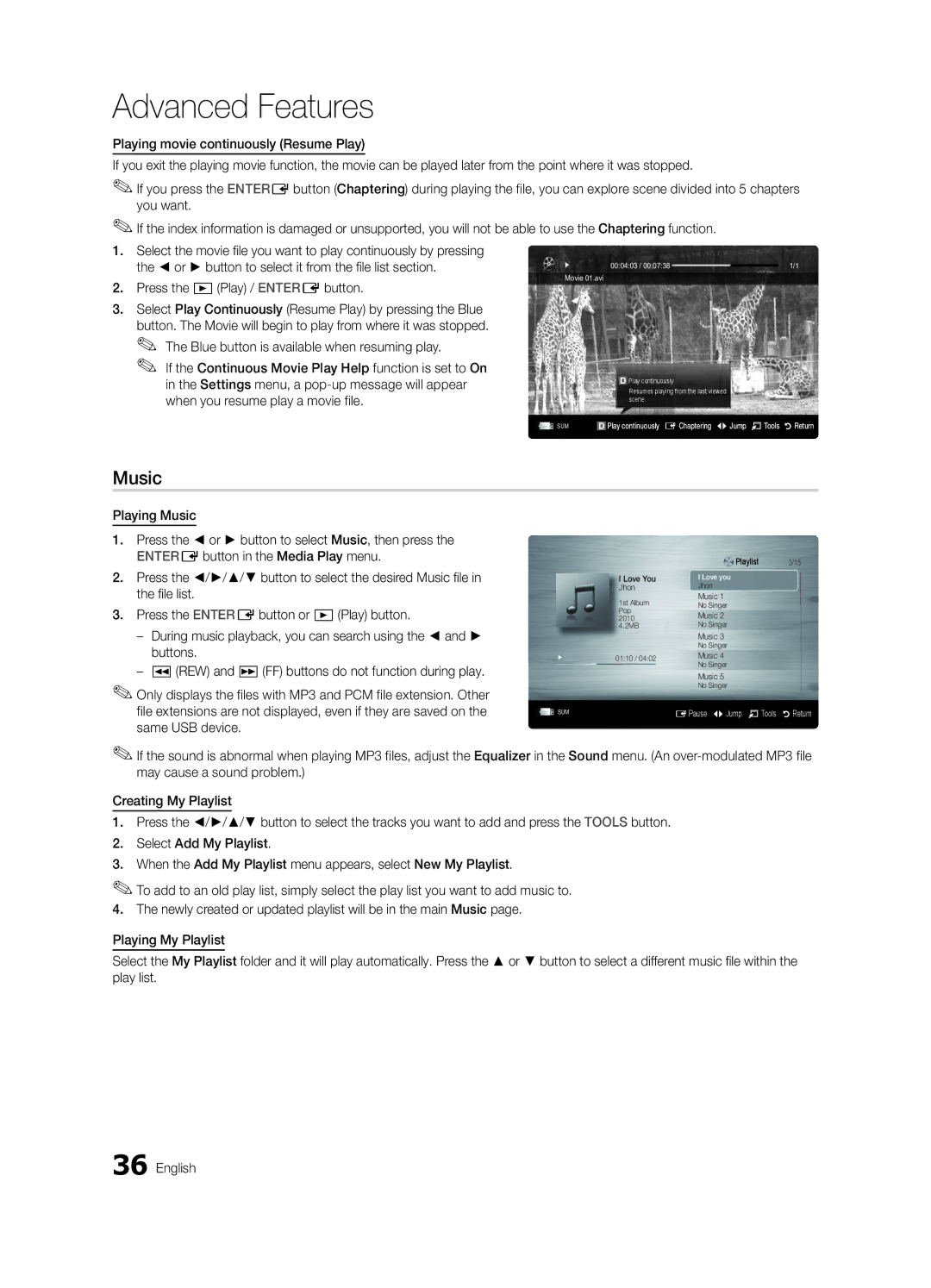 Samsung BN68-02910B-03, UC6800 user manual Music 