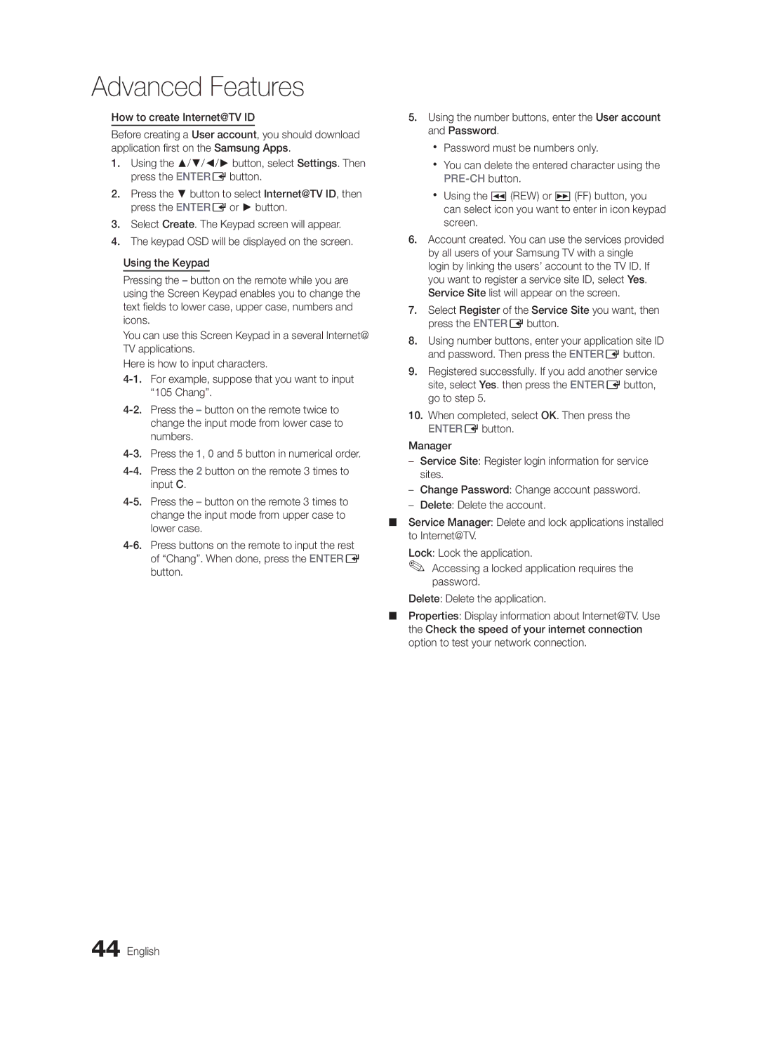 Samsung BN68-02910B-03, UC6800 user manual Advanced Features 