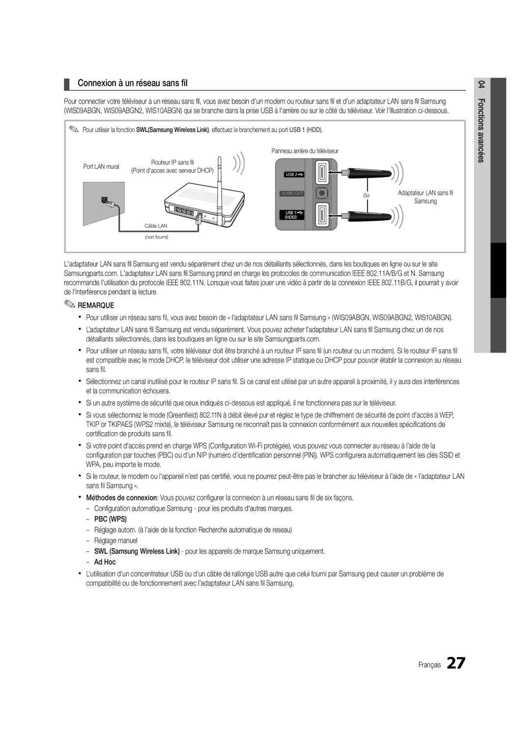 Samsung UC6800, BN68-02910B-03 user manual Connexion à un réseau sans fil 