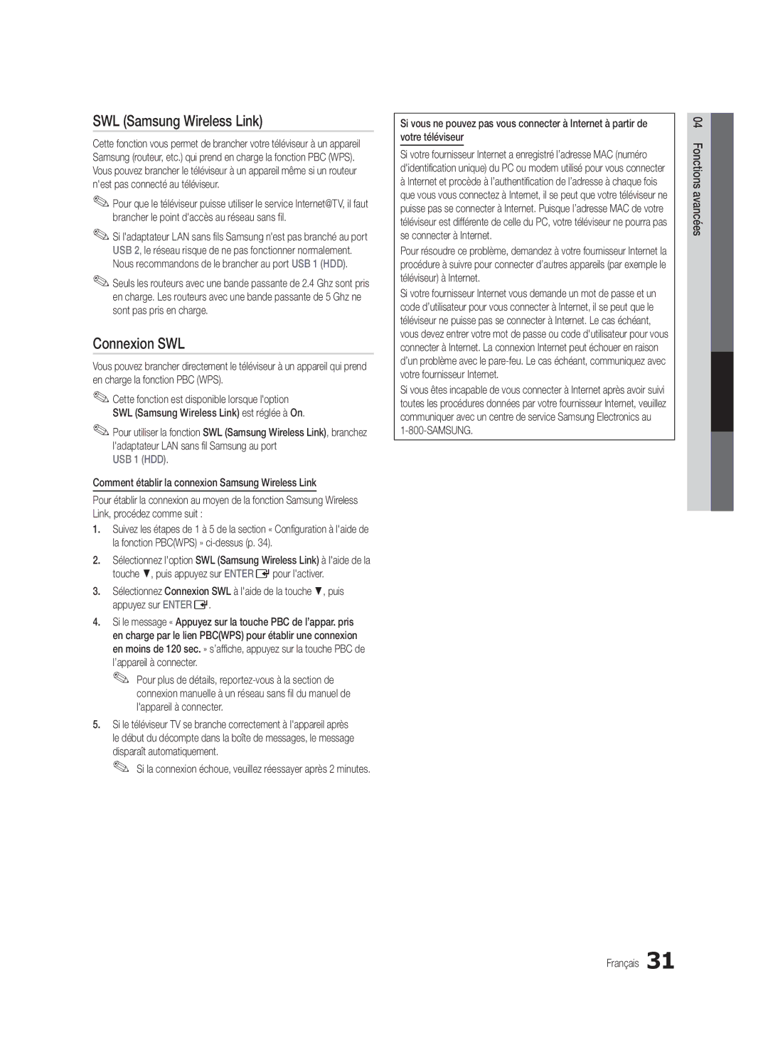 Samsung UC6800, BN68-02910B-03 user manual Connexion SWL, ’appareil à connecter, Disparaît automatiquement 