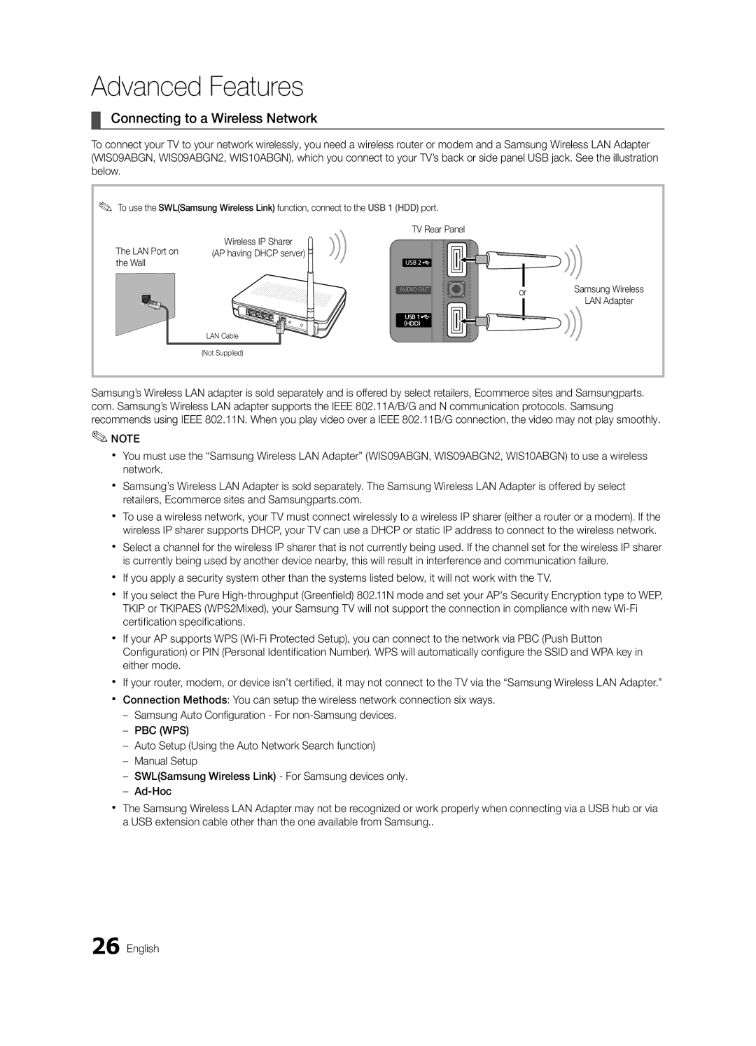 Samsung BN68-02956B-02 user manual Connecting to a Wireless Network 