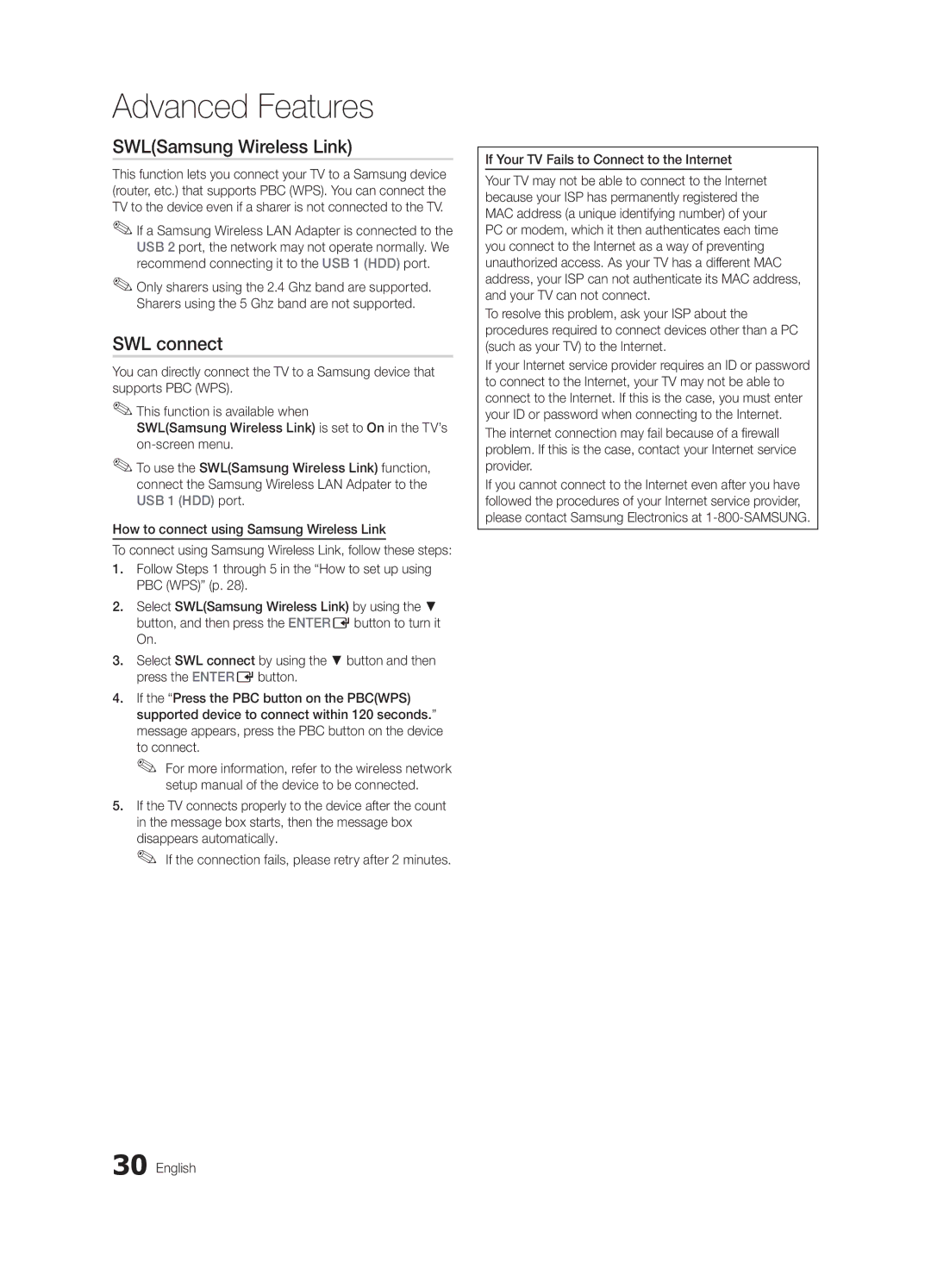 Samsung BN68-02956B-02 user manual SWLSamsung Wireless Link, SWL connect, To connect 