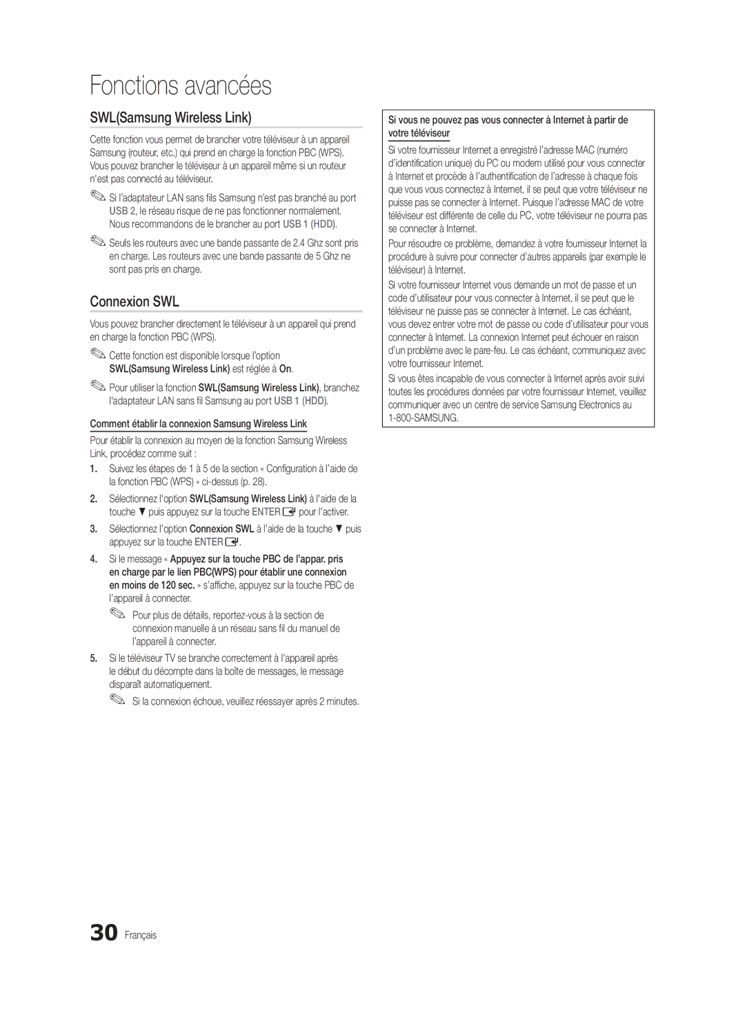 Samsung BN68-02956B-02 user manual Connexion SWL, ’appareil à connecter, Disparaît automatiquement 