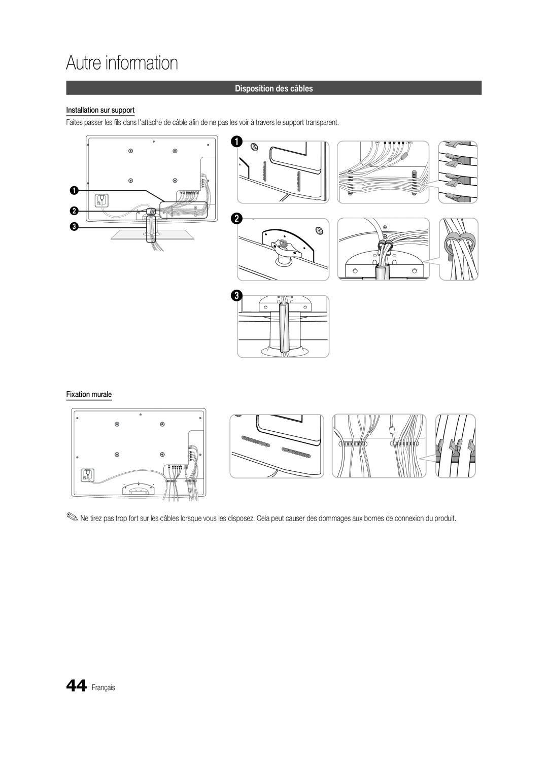 Samsung BN68-03004B-02, UC5000-ZC user manual Autre information, Disposition des câbles 