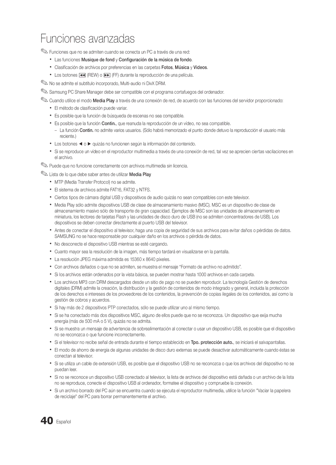 Samsung BN68-03088A-01, Series C9 user manual Funciones avanzadas 