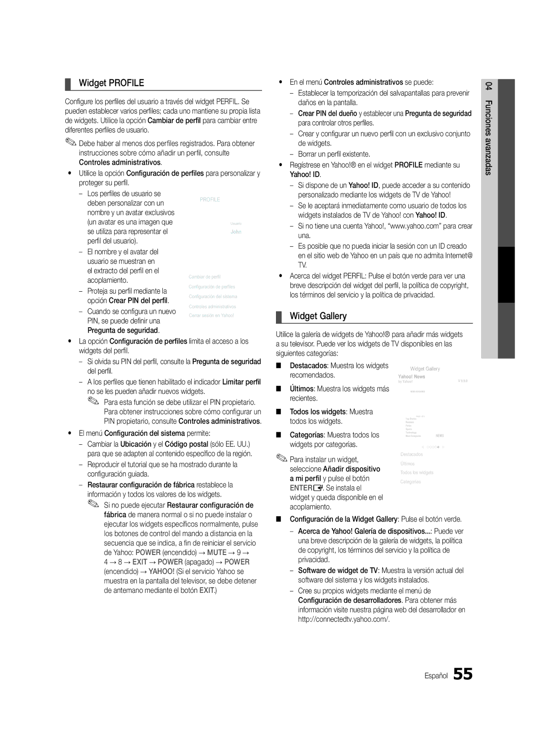 Samsung Series C9, BN68-03088A-01 user manual Widget Profile 