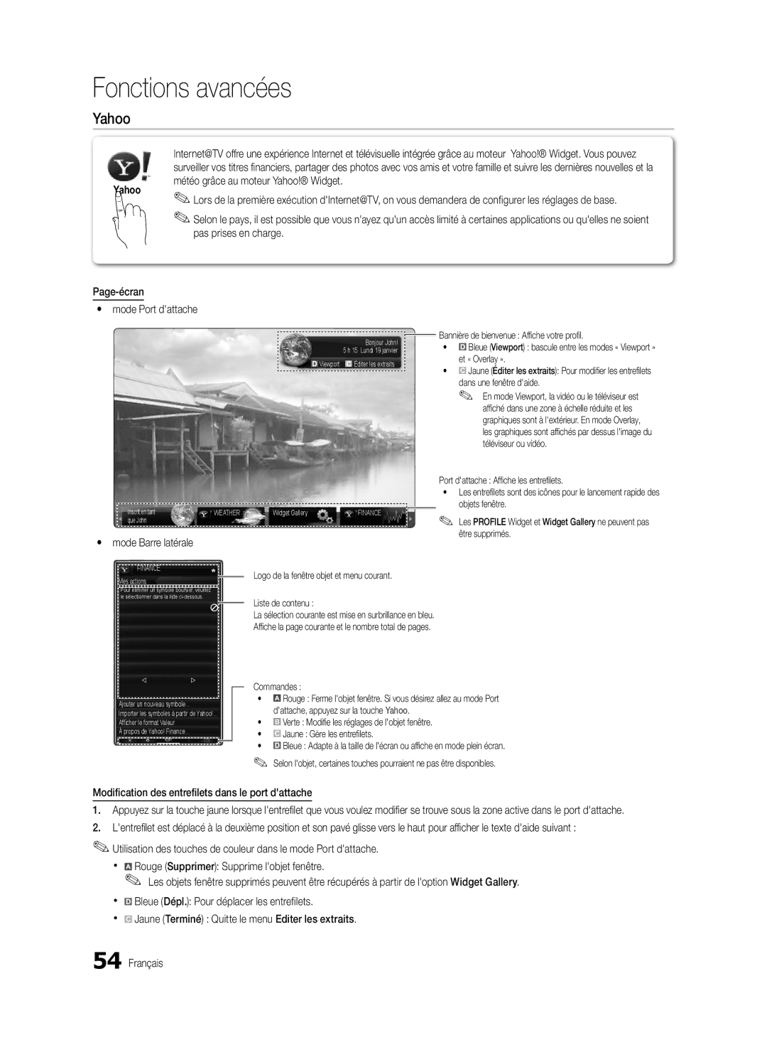 Samsung BN68-03088A-01, Series C9 user manual Mode Barre latérale, Modification des entrefilets dans le port dattache 